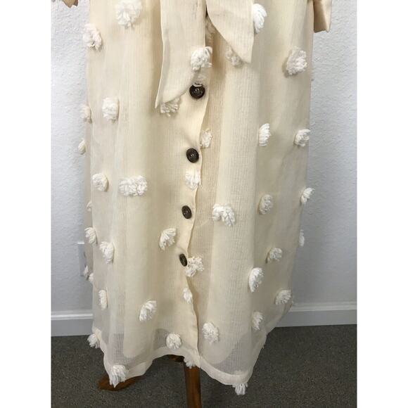 Listicle Melena Semi Sheer Pom Pom Belted Midi Shirt Dress - Picture 7 of 12